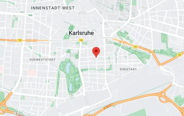 Karte mit dem Standort von TINA Entrümpelung in Karlsruhe